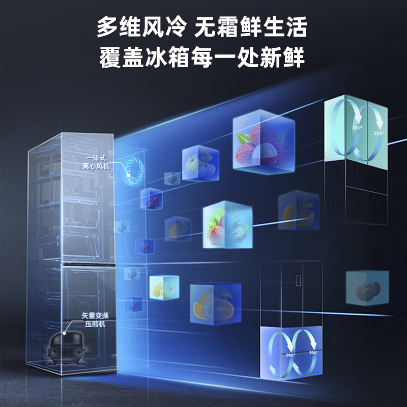 新飞(Frestec)508升零嵌入式冰箱大容量冰箱十字四门风冷无霜变频一级除菌冰底部散热BCD-508WKQ8AT