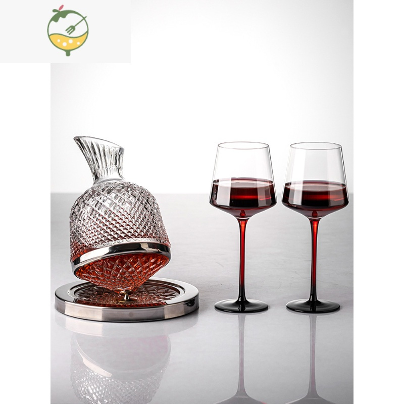 yicheng不倒翁红酒醒酒器家用奢华陀螺旋转醒酒器水晶红酒杯具套装