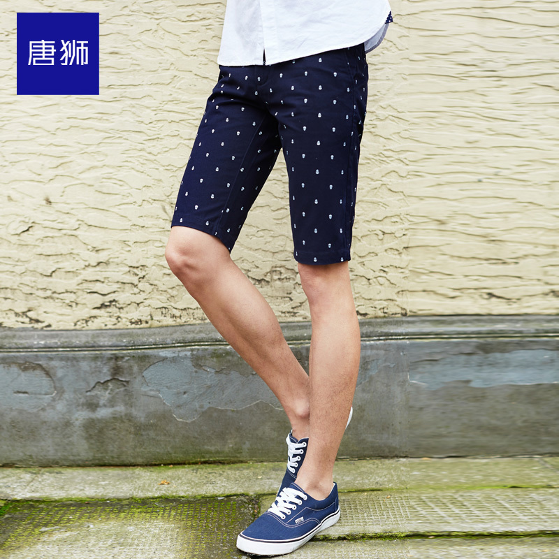 唐狮夏装休闲短裤男印花休闲男士短裤夏季马裤修身男潮分中裤