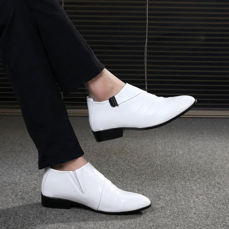 3320内增高款白色38韩版英伦男士尖头休闲皮鞋夜店发型师商务正装内
