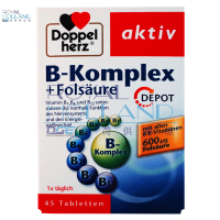 [全球购]Doppel herz 德国双心维生素B族+叶酸营养片 膳食营养补充剂 45粒/盒*2盒装 2023.11
