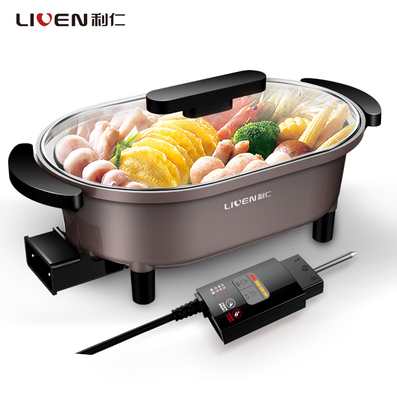 利仁(Liven)DHG-Z270 电火锅大功率家用大容量韩式火锅电热锅多功能炒锅不易粘电煮锅煎烤锅