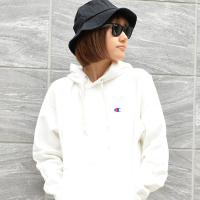 Champion冠军 日版男女同款常规款胸前袖口刺绣背后联排LOGO纯色全棉连帽休闲运动卫衣W M-SZ-0024