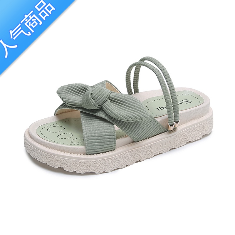 SUNTEK两穿凉鞋女夏外穿2023年新款ins潮配裙子厚底仙女风罗马沙滩拖鞋高清大图