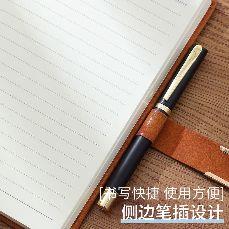 [补贴10%]A5笔记本子B5加厚记事软皮商务简约ins风学生会议记录批发考研日记超厚皮面工作新款带扣皮质记事本商务人士图片