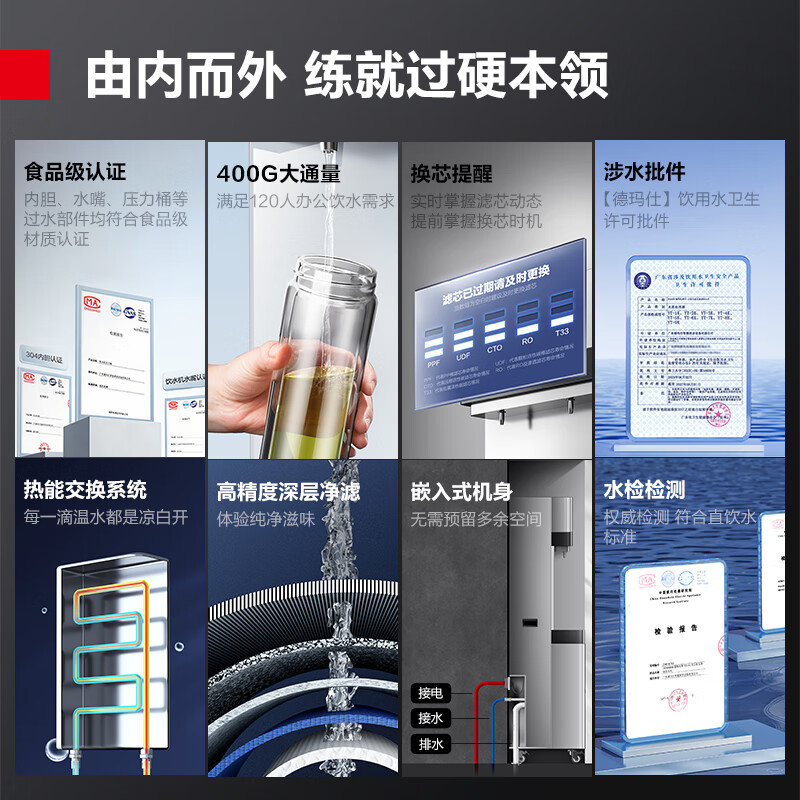 德玛仕(DEMASHI)商用净水器 YT-4K规格:3L9 学校医院公司办公室用加热一体机 一开二温 220V高清大图