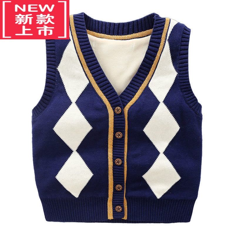 可莉允男童马甲春秋秋季童装儿童休闲背心宝宝针织开衫坎肩毛衣图片