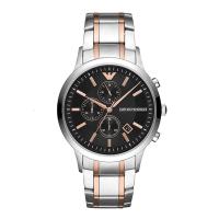 阿玛尼(EMPORIO ARMANI)手表欧美品牌 男士石英表多功能三眼 钢带表商务简约休闲手表男AR11165