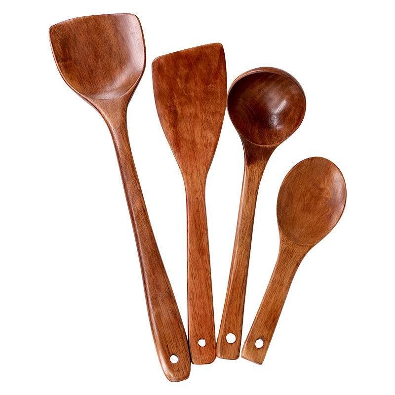 可高温长柄木铲子炒菜锅铲实木家用不粘锅饭铲汤勺木勺子套装厨具 敬平 锅铲+汤勺图片