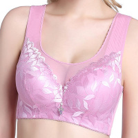 抹胸防走光背心式调整型无钢圈文胸薄款女士蕾丝内衣聚拢 40/90CD 豆沙色