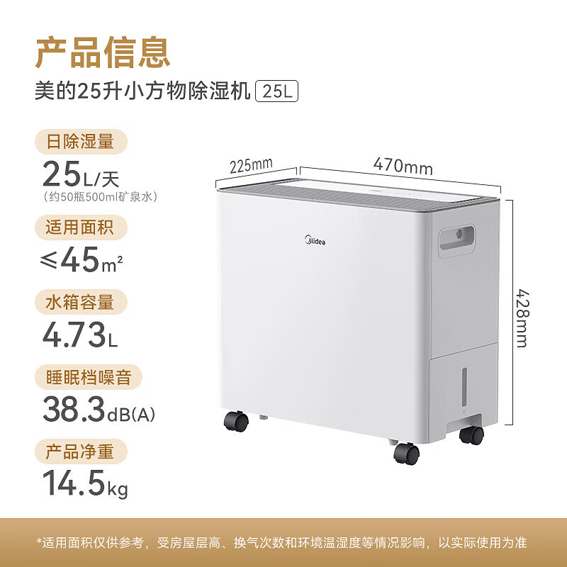 美的(Midea)小方物除湿机/抽湿机CF25BS/DA家用回南天防潮干衣机除湿器客厅卧室美芝压缩机正负离子净味高清大图