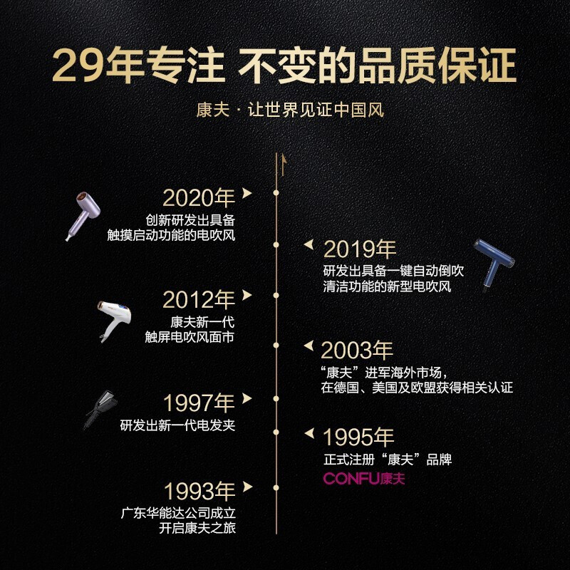 康夫(CONFU) 电吹风机 专业大功率速干造型 5档智能恒温护发 过热保护 家用发廊 吹风筒KF-5900