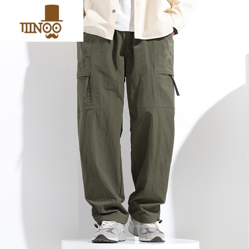 YANXU直筒工装裤男宽松秋季大码冲锋裤子男士夏季新款休闲长裤加长男夏高清大图