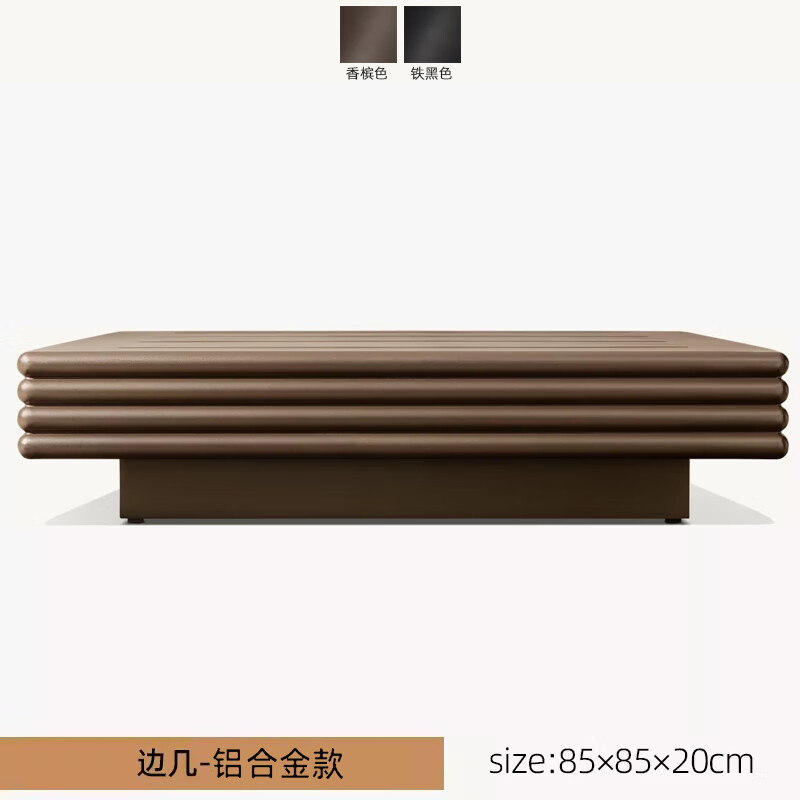 户外沙发柚木铝合金防晒实木防水防晒家具 无扶手双人+ 单人*2+茶几[铝合金]香槟色高清大图