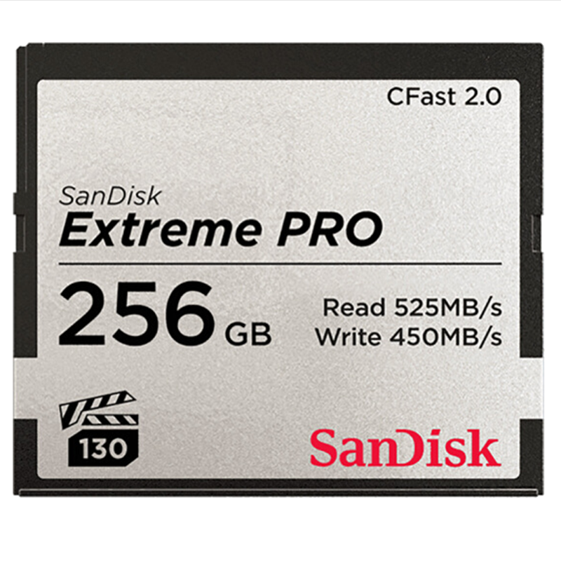 闪迪(SanDisk)256GB CFast 2.0存储卡 VPG-130 4K单反相机内存卡读速525MB/s