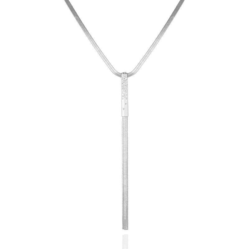 GUESS女士百搭蛇链水晶银色项链金属感吊坠多功能日常通勤晚宴饰品 initial