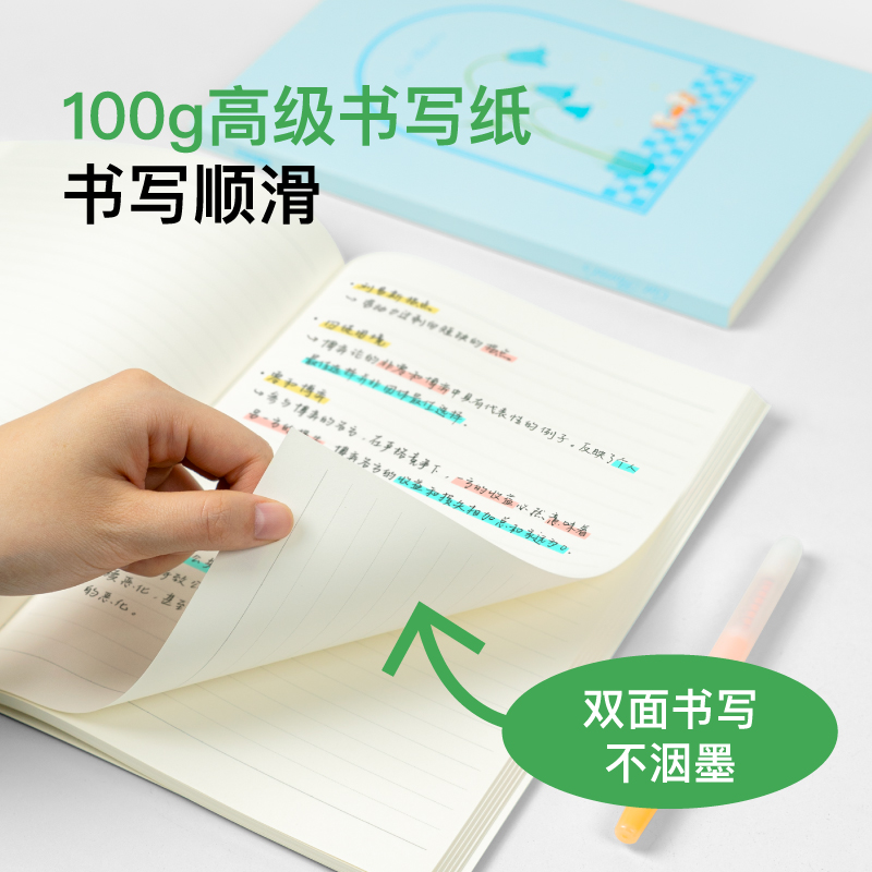 2本套装(淡蓝花影+紫晶冰芒+拔帽中性笔黑+红) [正版]粉笔文创设计款笔记本16开粉笔原创猫咪花店宇宙花园国货文创小清高清大图