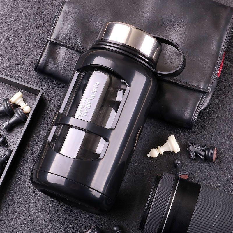 黑色700ML（送杯刷） 欧米刻玻璃杯超大容量双层户外水杯过滤泡茶杯男女便携耐热杯子