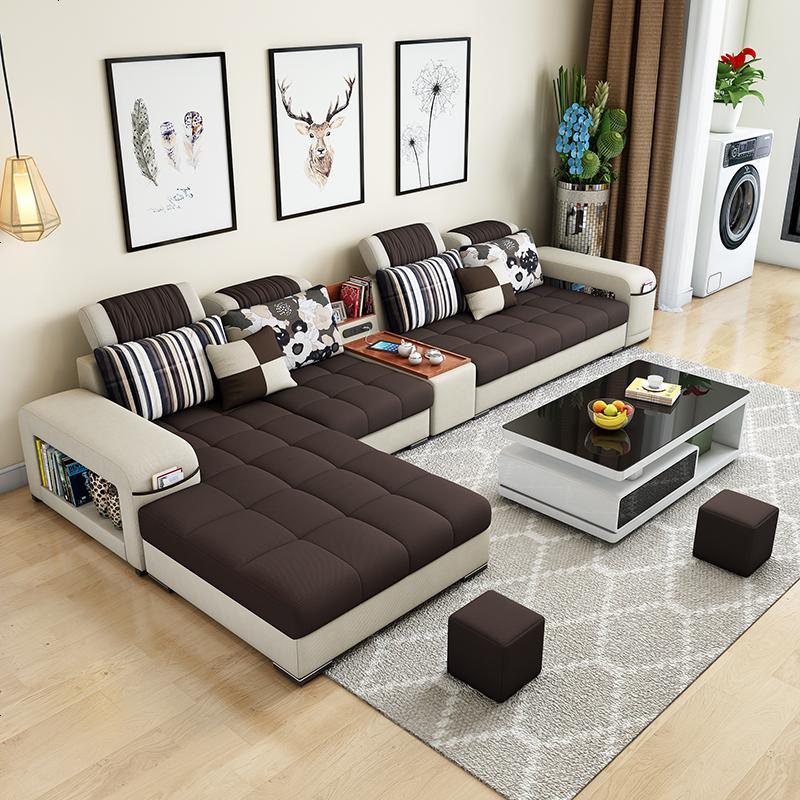 布艺沙发大小户型客厅转角简约现代可拆洗l型组合整装布沙发家具