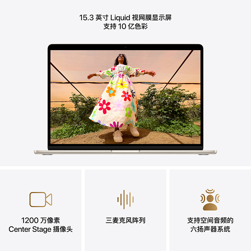 Apple 26款 MacBook Air 15英寸 M5 10+10核 16GB 1TB 星光色 笔记本电脑高清大图