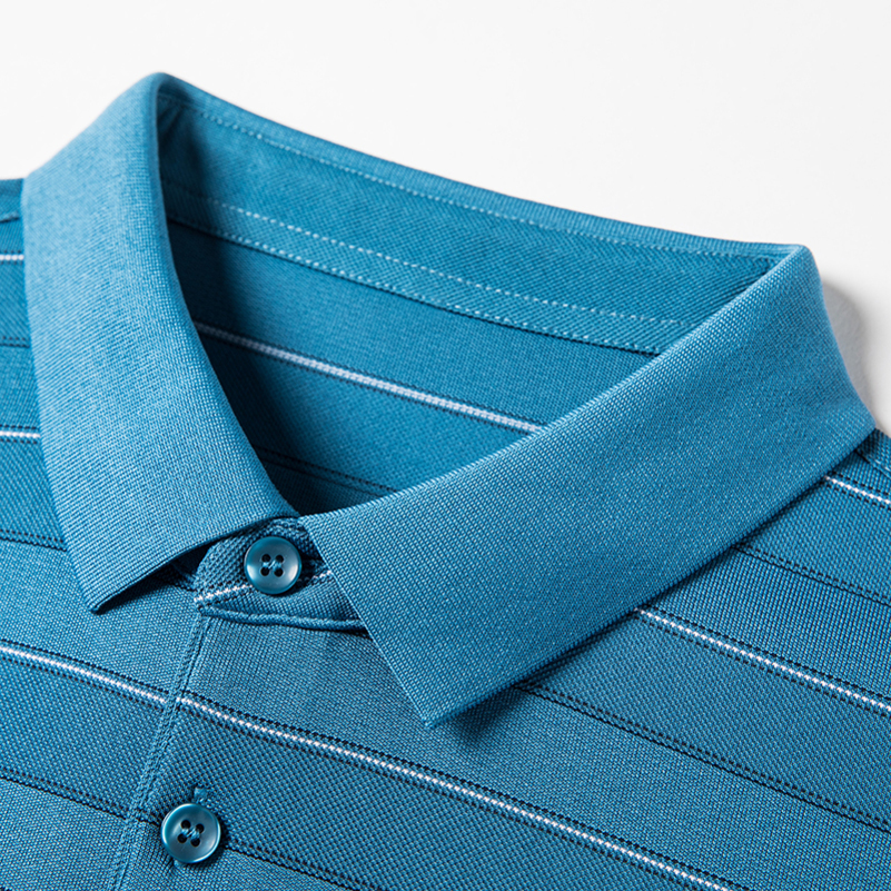 桑蚕丝新款冰丝短袖t恤男士polo衫夏季薄款商务中年桑蚕丝翻领体高清大图