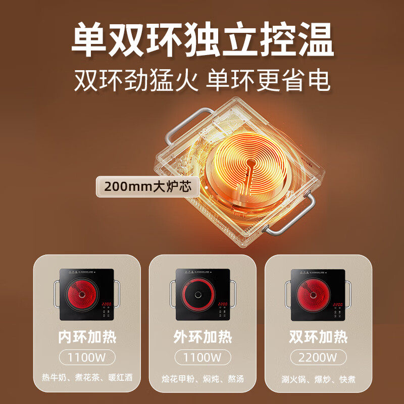 小熊(Bear)电磁炉电陶炉煮茶大功率低辐射2200W家用火锅炉电磁灶DTL-C22F5高清大图