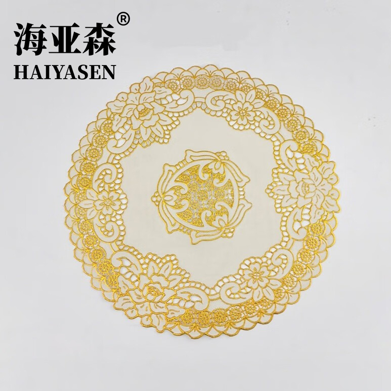 海亚森 TK-3120 pvc白底金花壶垫直径16cm 50个/套(计价单位:套)金色高清大图