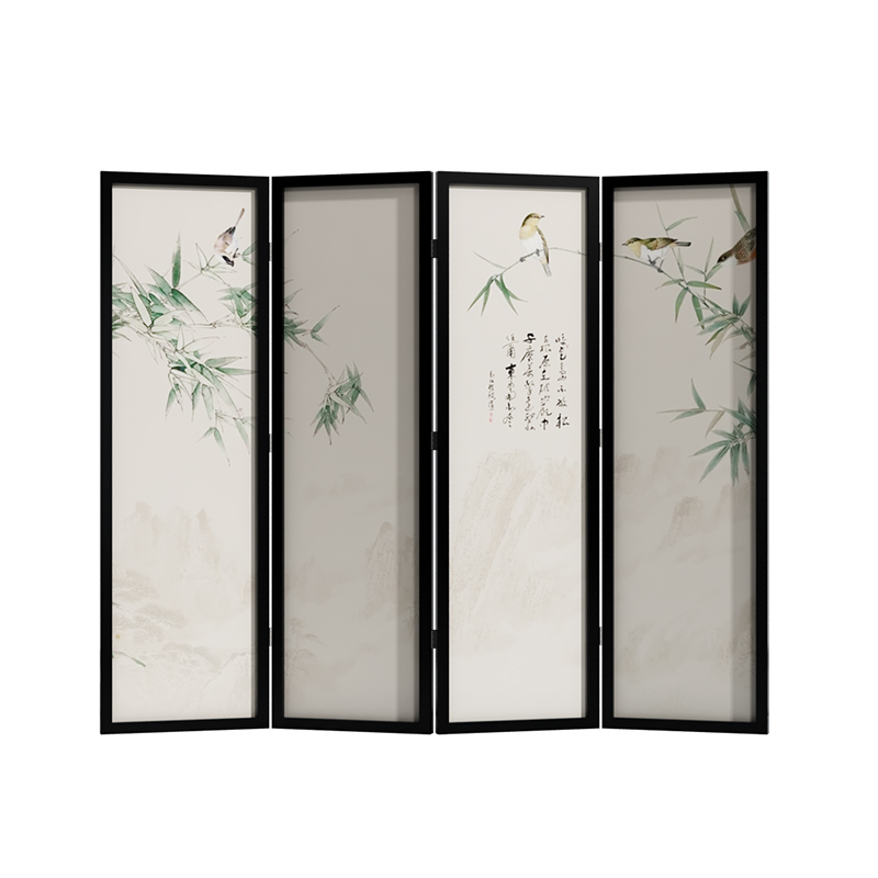 BONJEAN新中式屏风隔断客厅卧室酒店办公室简约现代折叠移动实木折屏竹子高清大图