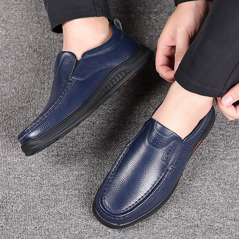 奥康2024春季新款男鞋男休闲皮鞋男士软面一脚蹬单鞋平底防滑工作鞋子