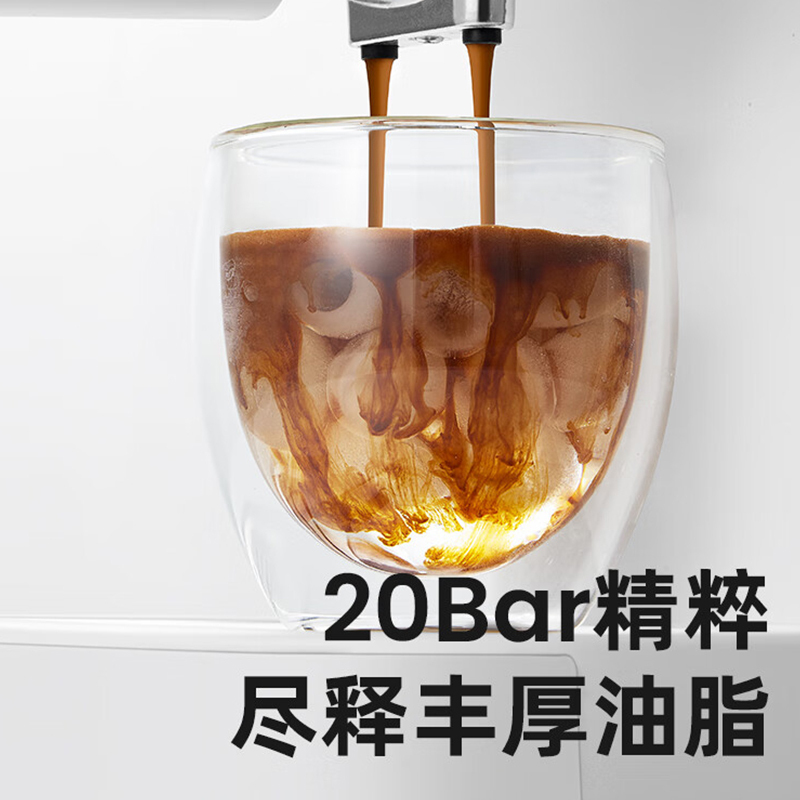 柏翠咖啡机意式全半自动浓缩家用小型办公室蒸汽打奶泡 入门小白优选PE2170 节日礼物 海盐白高清大图
