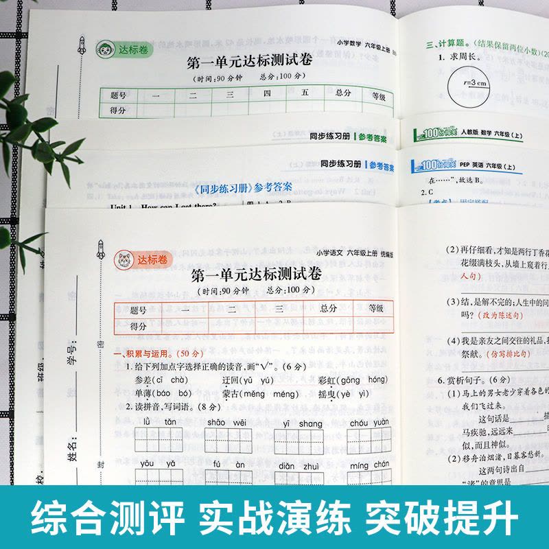 一二三四五六年级上下册语文数学同步练习册人教版北师版一课一练 六年级下册 人教英语图片