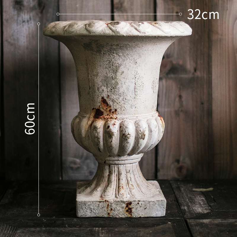 美帮汇古旧锈痕罗马柱盆大型花盆花瓶装饰摆件庭院花园橱窗陈列 D款 大