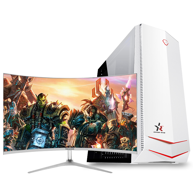 铭能 i9级十核E5-2670V2/RX550 4G独显/16G内存/256G固态 台式机 组装电脑 台式电脑主机 家用办公商务炒股娱乐学生学习电脑LOL游戏电脑+32英寸曲面高清大图