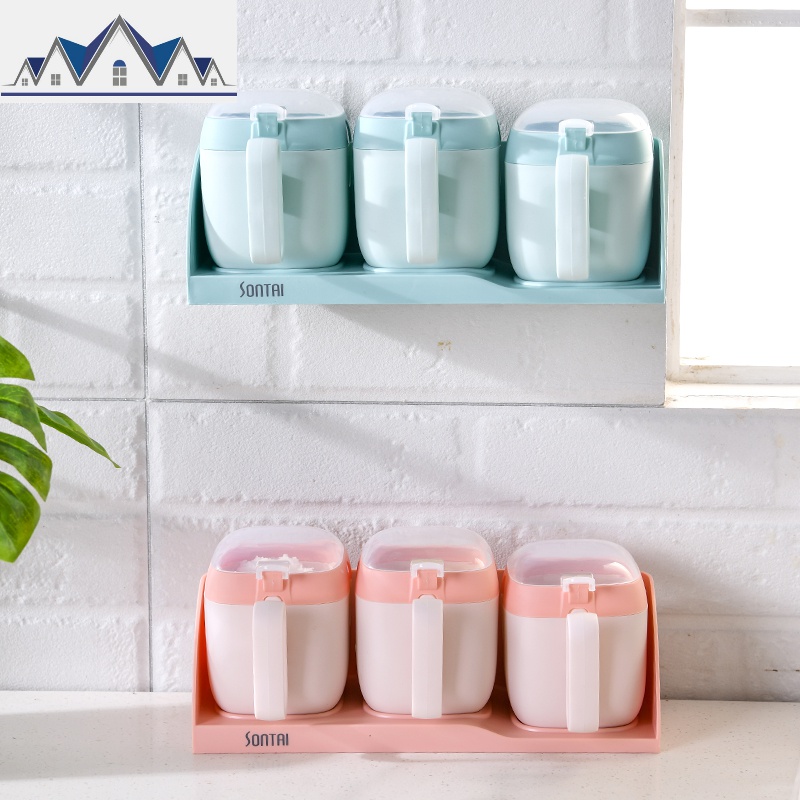 调料盒套装厨房用品盐罐壁挂免打孔家用调味罐佐料瓶组合装收纳盒_19_329高清大图