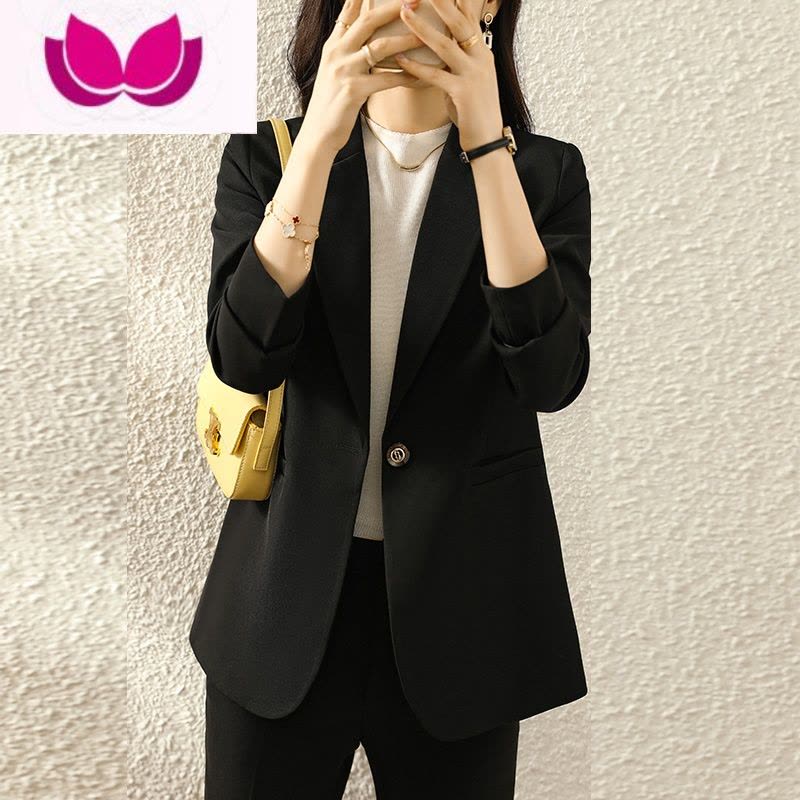 七斓黑色小西装外套女2023新款小个子高级感气质正装西服职业套装图片