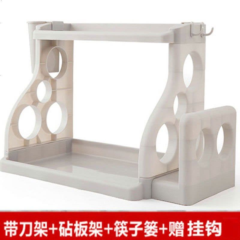 【破损包赔】厨房置物架调料架调味架刀架油盐酱醋收纳储物架子 白色 三代：加固+刀架+菜板架+筷篓+挂图片