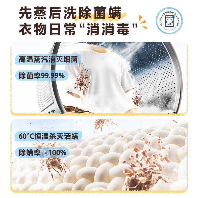 美的(Midea)滚筒洗衣机全自动家用 1.1洗净比 MG100V36T 10公斤 除菌净螨节能净速以旧换新家电国家补贴高清大图