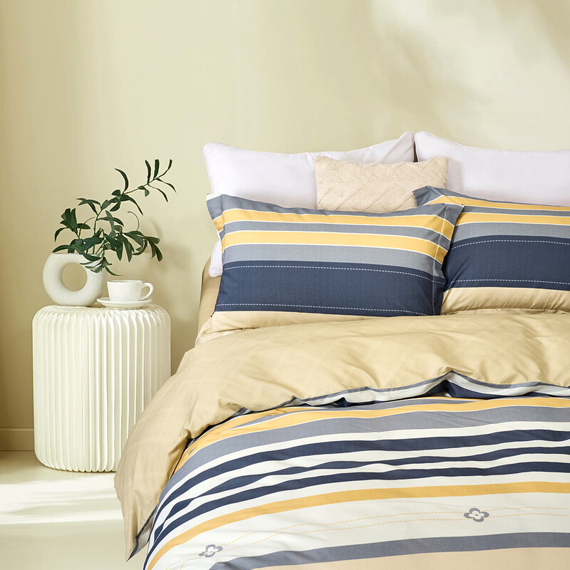 水星家纺纯棉四件套夏凉被亲肤抗菌防螨虫透气床品套装高清大图