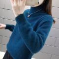 毛衣女新款时尚宽松外穿套头内搭半高领打底衫女秋冬 2XL125-135斤 深蓝