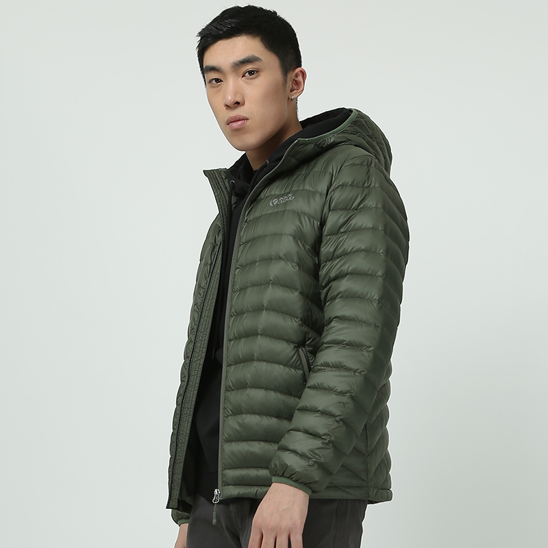 岩云/RockCloud 男子 户外休闲防泼水700蓬鹅绒连帽轻薄羽绒服