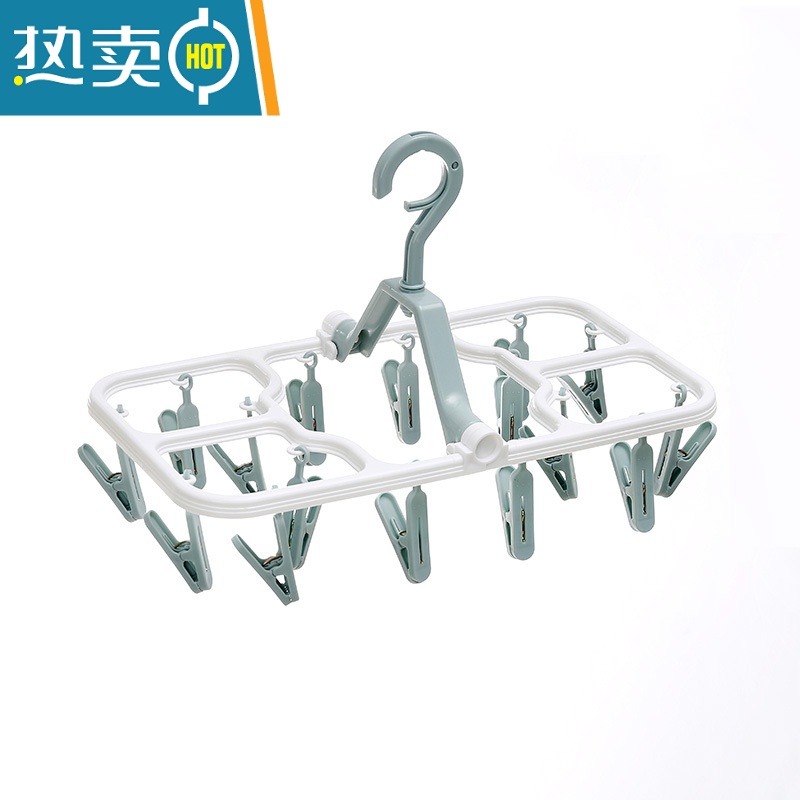 敬平多夹子晾衣架多功能家用儿童小衣架挂钩折叠内衣袜子架晒衣架衣夹 32夹-粉色[普通款] 1个高清大图