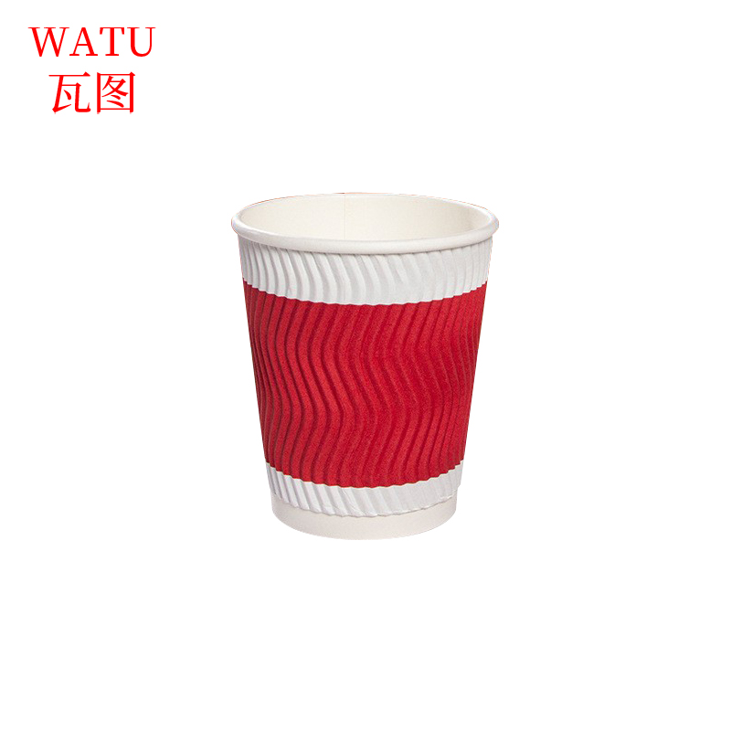 瓦图(WATU) 一次性瓦楞杯 红色 280ml 50只/条高清大图