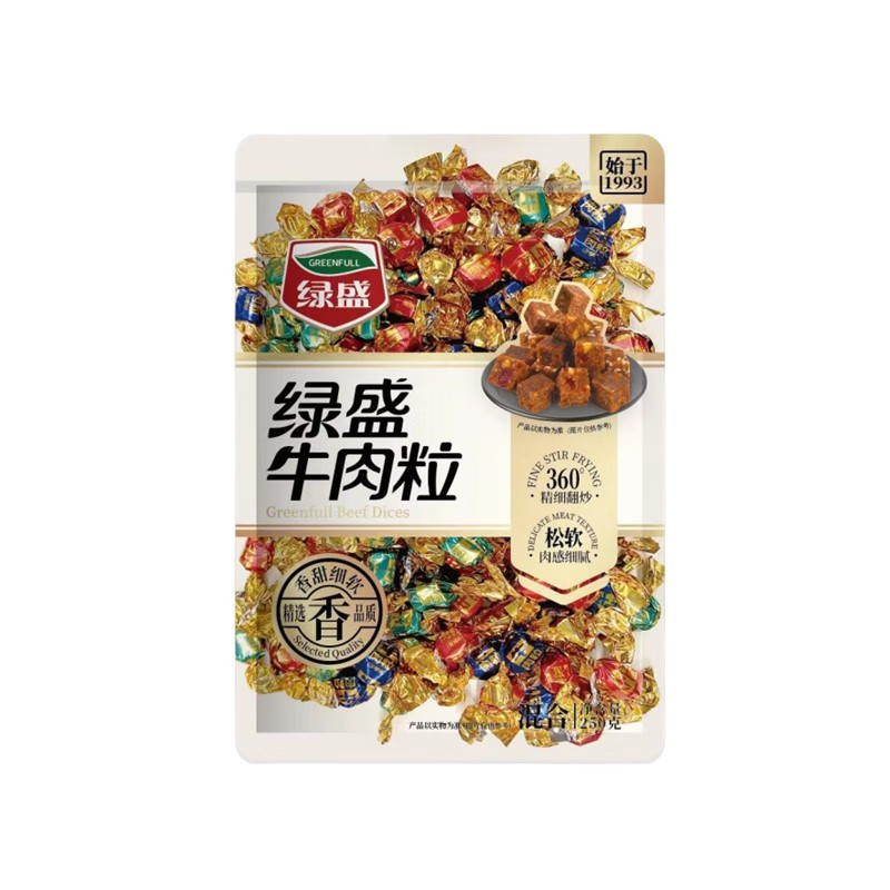 绿盛绿盛牛肉粒送礼年货肉类熟食即食零食休闲食品网红小吃 230g牛肉粒罐装[1罐]