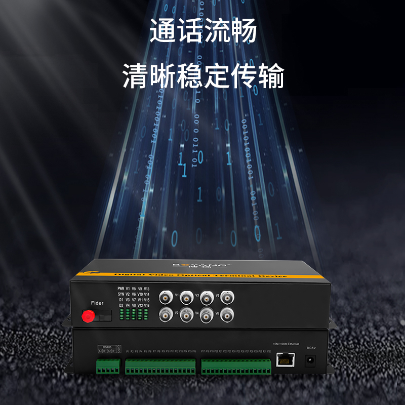 博扬 综合业务电话光端机2路电话+1路百兆网络+8路视频+1路双向音频+4路双向开关量+RS485 一对BY-8V1ER