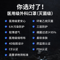 鱼跃医用外科儿童口罩一次性医用医疗口罩医生外科医护专儿童口罩三层10片/袋(共100片)