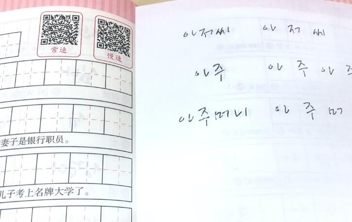 [正版]韩语发音入门+1000核心词三体手写习字帖(赠临摹纸) 零基础韩国语练字贴 单词 韩语简历 韩语美文高清大图