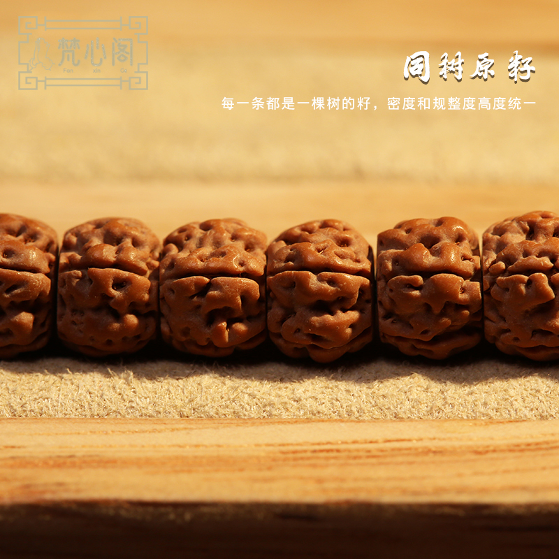 [梵心阁]五瓣六瓣老树二代盘龙小金刚菩提手串姜黄皮满肉纹男式佛珠