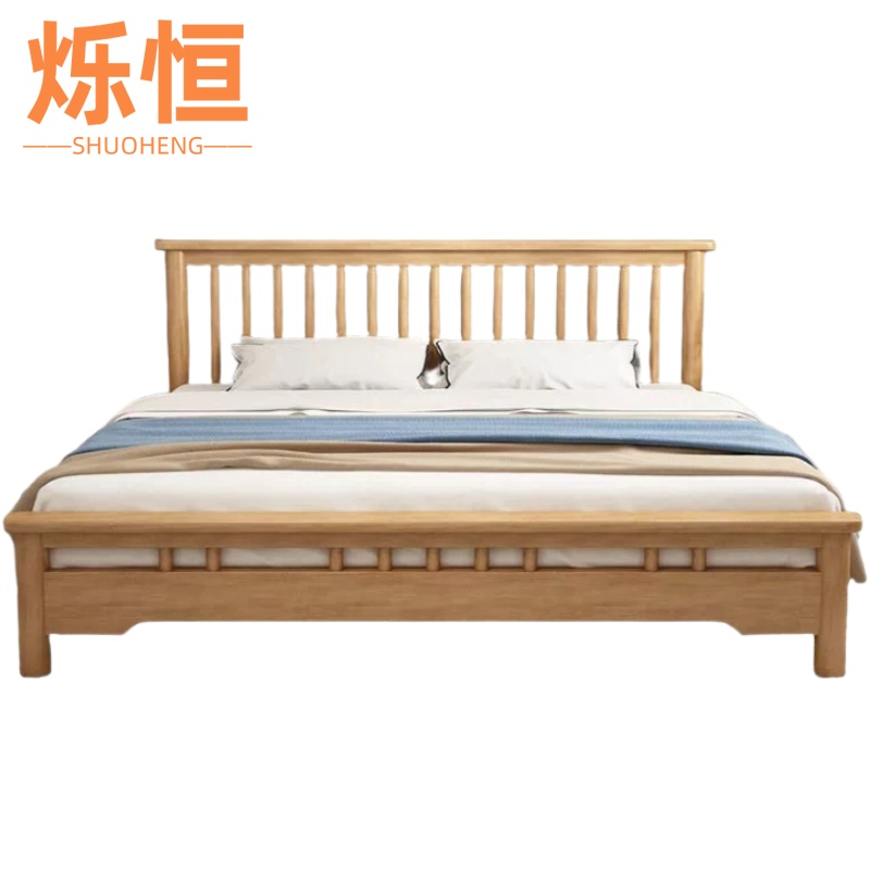 烁恒平头温莎床原木色高清大图