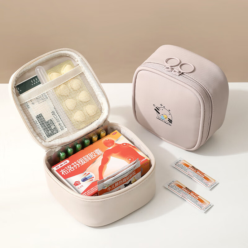 药盒便携式随身大容量药包旅行应急药品分装收纳包急救医药包1085 粉色