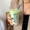 半刻ins风x印花字母吸管杯迈高登x咖啡奶茶冷饮料杯家用带盖玻璃水杯子
